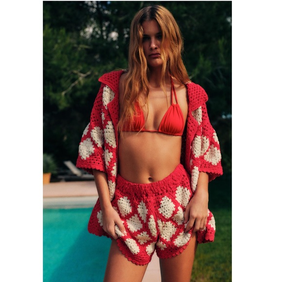 Zara CROCHET KNIT POLO - Picture 4 of 11